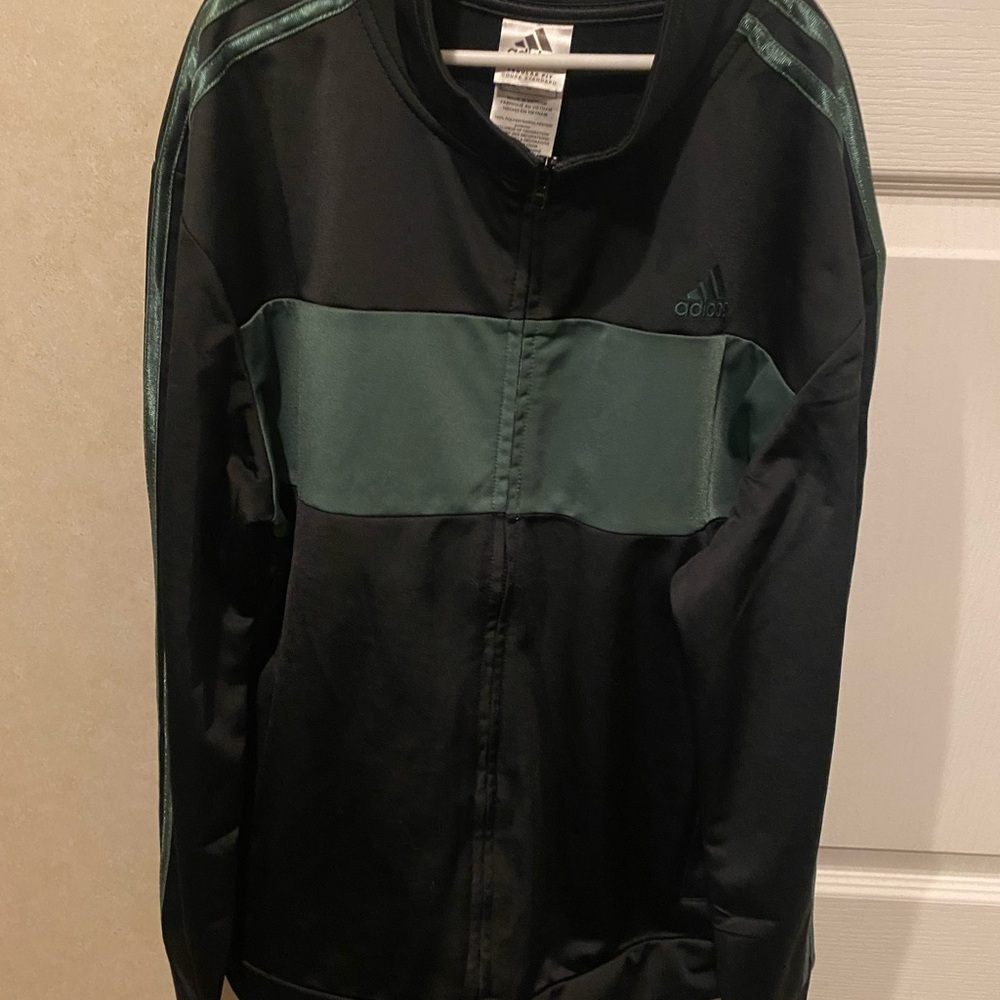 Adidas Black and Dark Green Sports Jacket